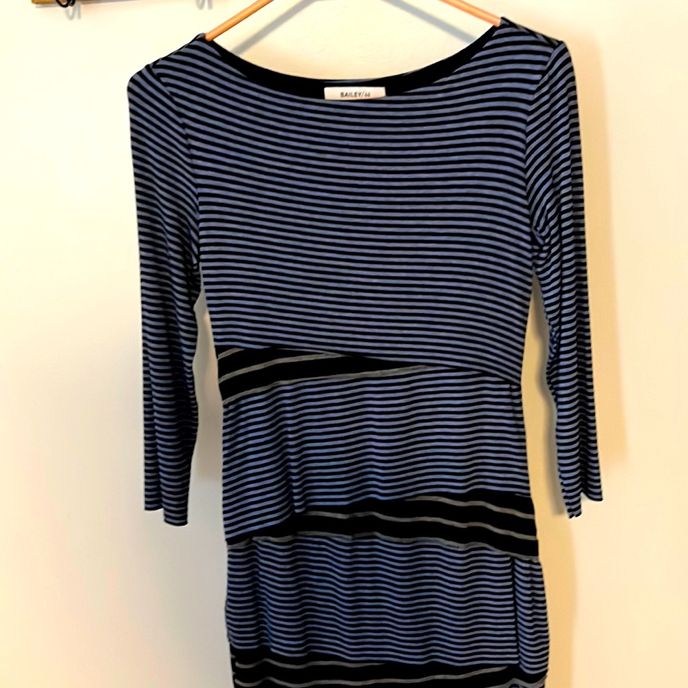 Bailey 44 blue and black striped dress